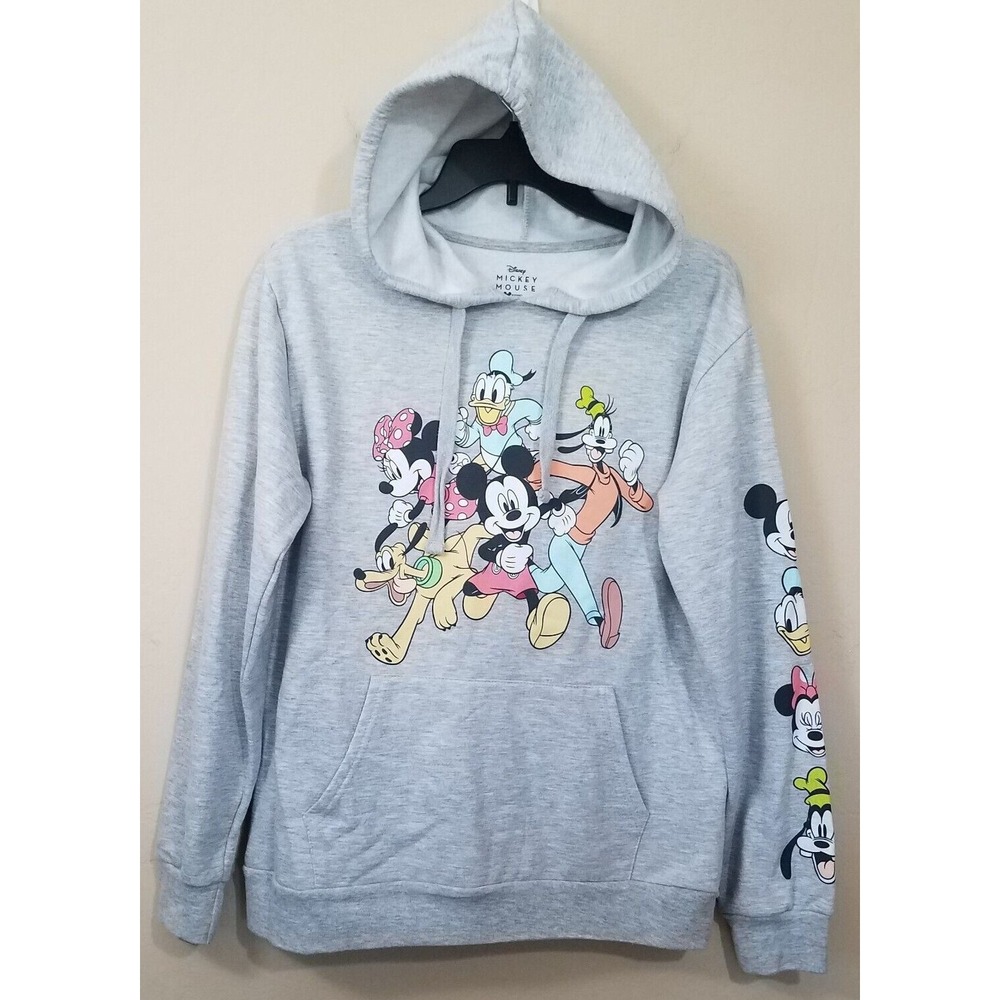 Disney Mickey Mouse Hoodie Pullover Sweater Gray Junior Sz M (7-9) NWOT